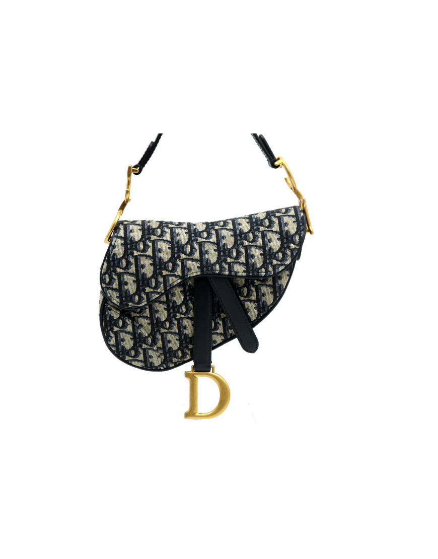 Dior Saddle Mini Tela Blu