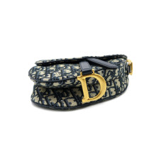 Dior Saddle Mini Leinen Blau