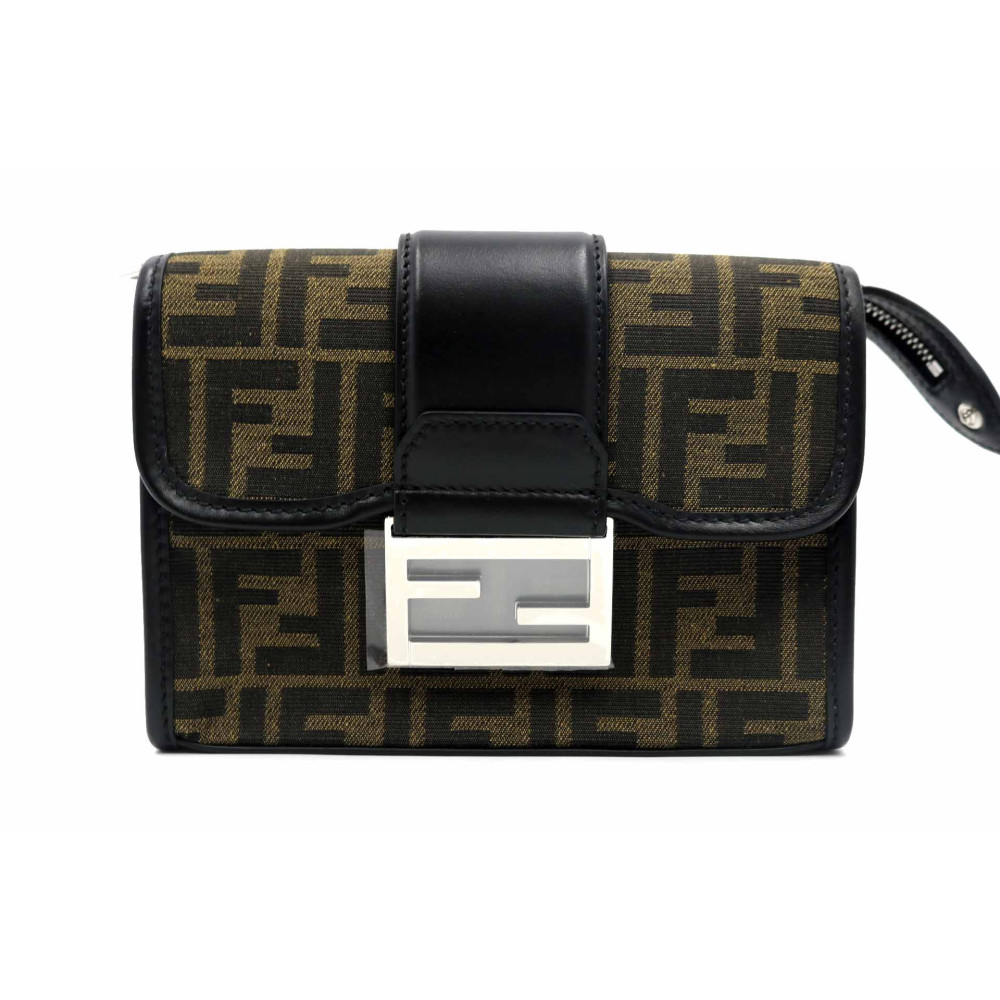 Fendi Baguette Double Tela Marrone