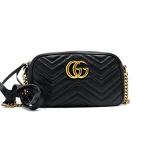 Gucci Borsa a Spalla GG Marmont Misura Piccola Camera Bag Pelle Nera