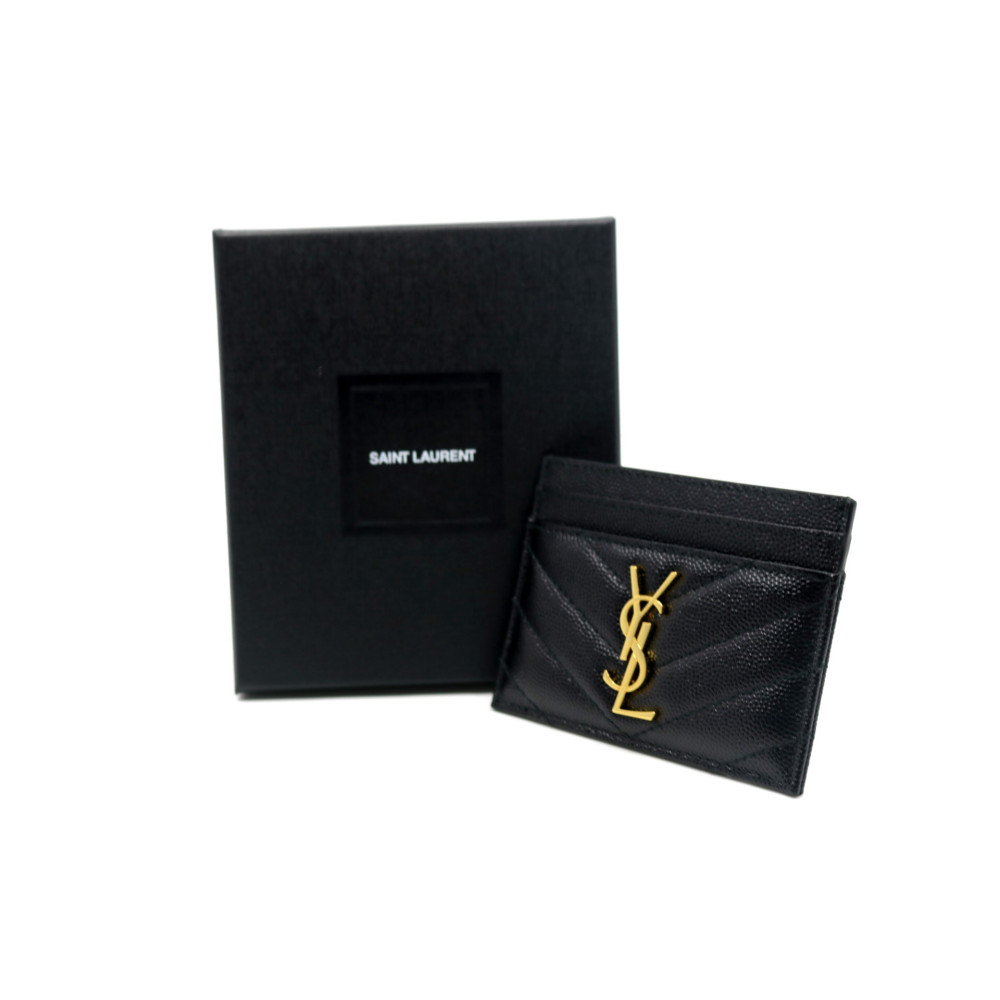 Saint Laurent Portacarte Cassandre Pelle Nera