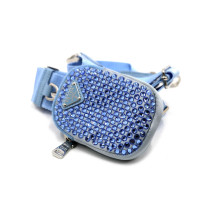 Prada Tracolla con Portamonete Re Edition 2005 Cristalli e Nylon Azzurro
