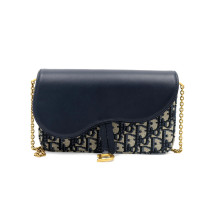Dior Pochette Saddle Tela Jacquard e Pelle Blu