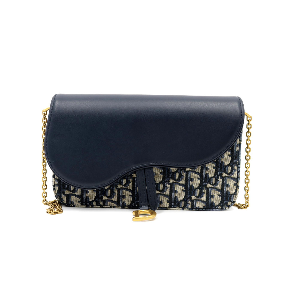 Dior Pochette Saddle Tela Jacquard e Pelle Blu