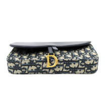 Dior Pochette Saddle Tela Jacquard e Pelle Blu