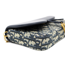 Dior Pochette Saddle Tela Jacquard e Pelle Blu