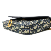 Dior Pochette Saddle Tela Jacquard e Pelle Blu