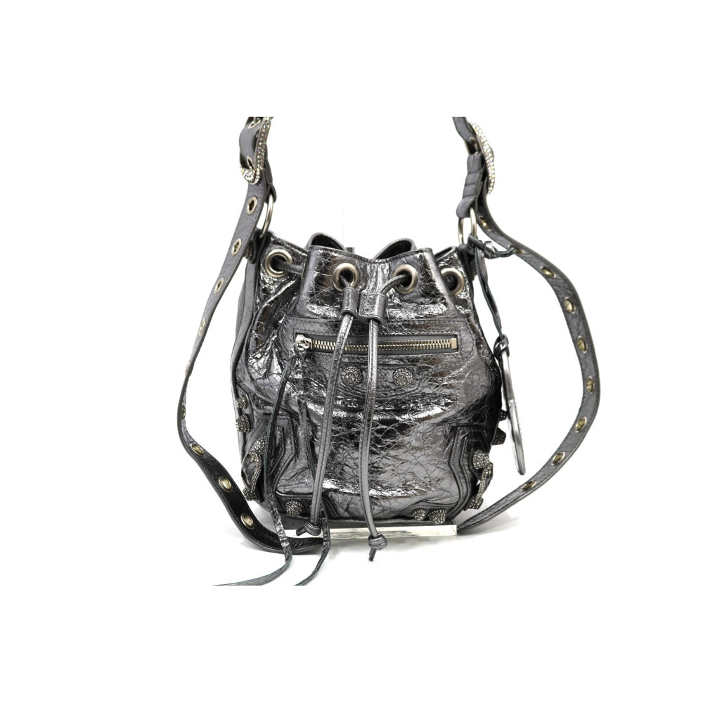 Balenciaga Secchiello Le Cagole Pelle Silver e Strass