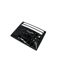 Saint Laurent Portacarte Pelle Stampa Cocco Nera