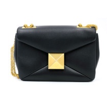 Valentino One Stud Grande Pelle Nera