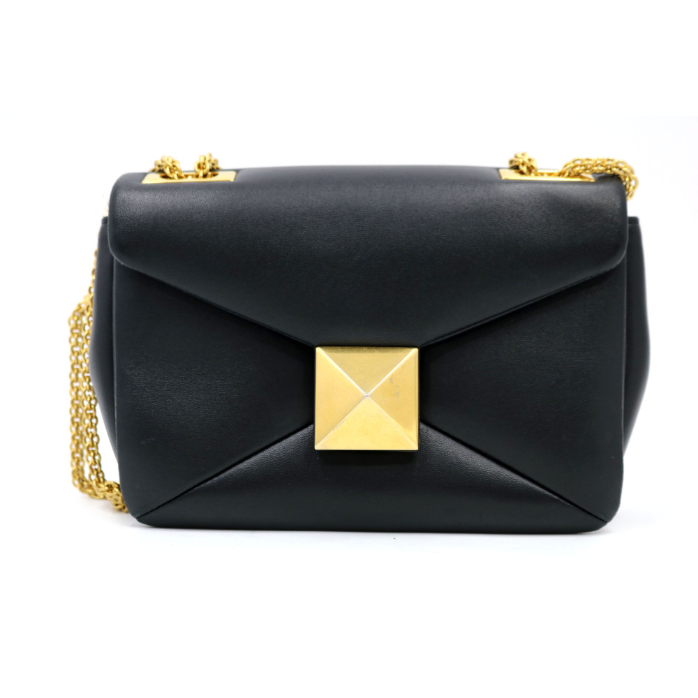 Valentino One Stud Grande Pelle Nera