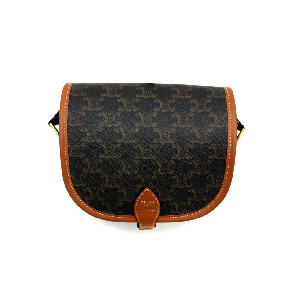 Celine Triomphe Folco Media Tela Marrone