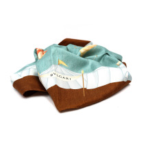 Bulgari Foulard Seta Azzurro e Marrone
