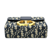 Dior Montaigne 30 Box Bag Tela Oblique Blu