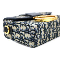 Dior Montaigne 30 Box Bag Tela Oblique Blu