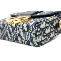 Dior Montaigne 30 Box Bag Tela Oblique Blu