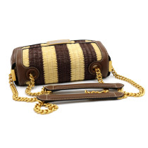Fendi Baguette Chain Midi Rafia Beige e Marrone