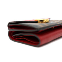 Fendi Portafoglio Trifold Pelle Rossa e Marrone