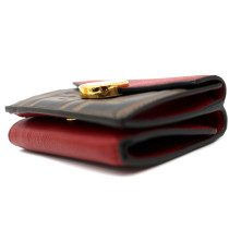 Fendi Portafoglio Trifold Pelle Rossa e Marrone
