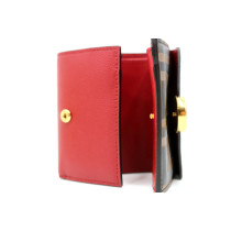 Fendi Portafoglio Trifold Pelle Rossa e Marrone