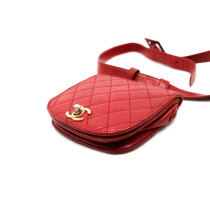 Chanel Sac Banane Matelassé Cuir Rouge