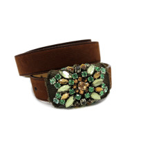 Prada Cintura Gioiello Pelle Scamosciata Marrone