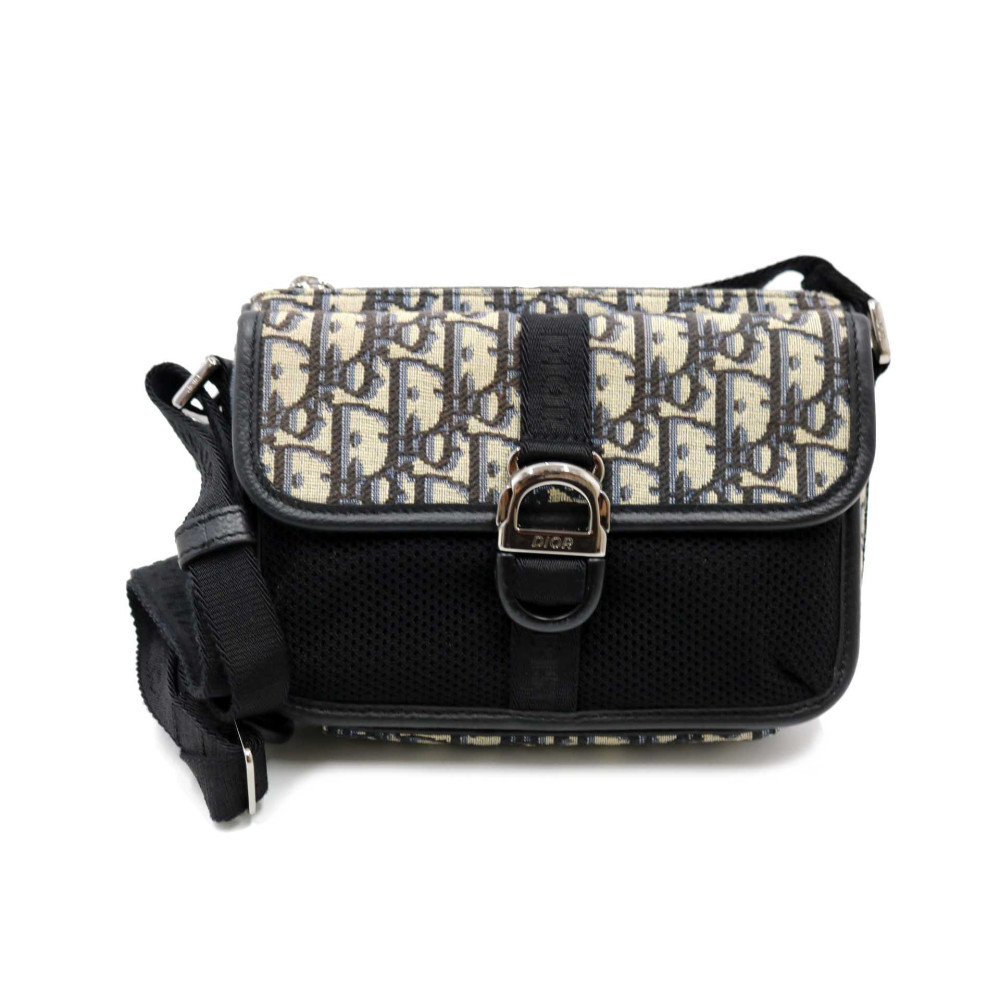 Dior Mini Dior 8 Tela Jacquard Oblique Blu