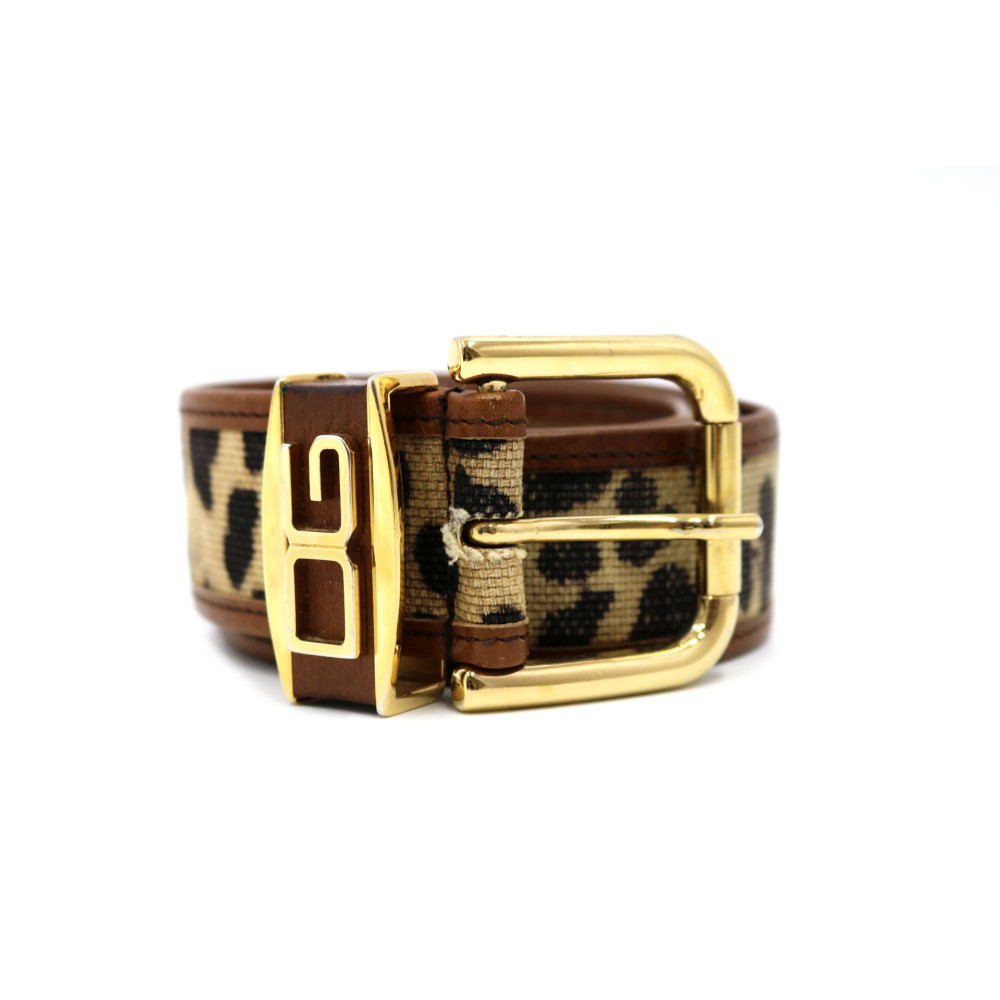 Dolce & Gabbana Cintura Tela Animalier Beige