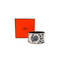 Hermes Bracciale Rooster Zodiac Metallo Placcato e Smalto Bianco e Azzurro