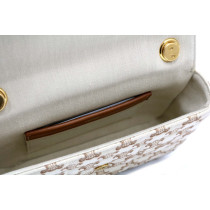 Celine Chain Shoulder Bag Tessuto Bianco