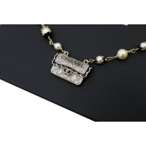 Chanel Collana Metallo Argento e Smalto Nero