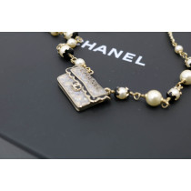 Chanel Collana Metallo Argento e Smalto Nero