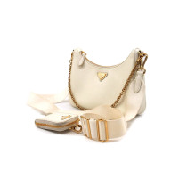 Prada Re Edition Pochette Pelle Saffiano Panna