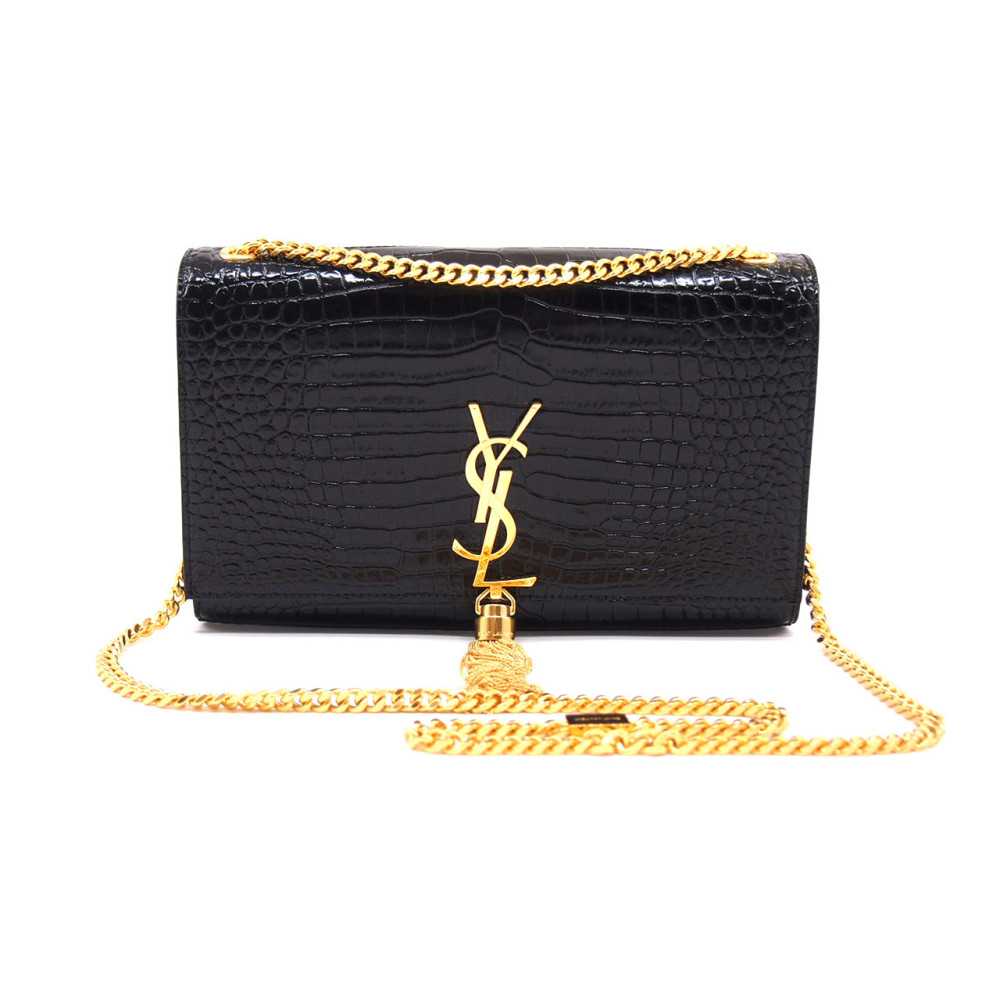 Saint Laurent Kate Medium Tassel Pelle Stampa Cocco Nera