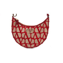 Valentino V Logo Hobo Mini Tela Rossa e Beige