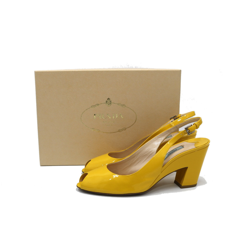 Prada Decollete Sling Back Vernis Gialla