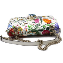 Gucci Marmont Floral Seta e Pelle Bianca