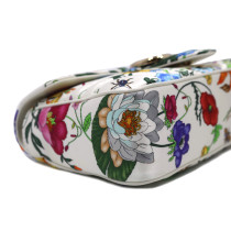 Gucci Marmont Floral Seta e Pelle Bianca