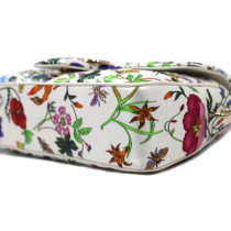 Gucci Marmont Floral Seta e Pelle Bianca