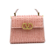 Valentino Vsling Ricamao Sparkling Pelle Strass Rosa