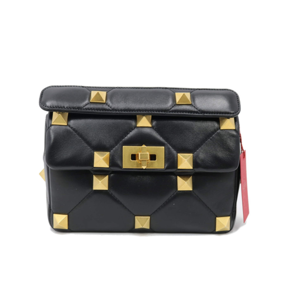 Valentino Roman Stud Media Pelle Nera