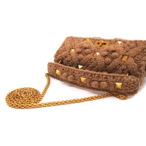 Valentino Roman Stud Large Shoulder Bag Lana Sabbia