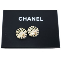 Chanel Orecchini Metallo, Perle e Pietre Nero e Bianco