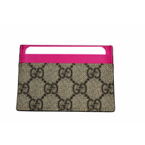 Gucci Portacarte GG Supreme Beige e Pelle Fucsia