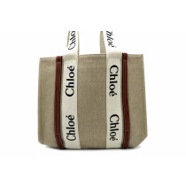 Chloe Tote Bag Woody Lino Bianco e Marrone