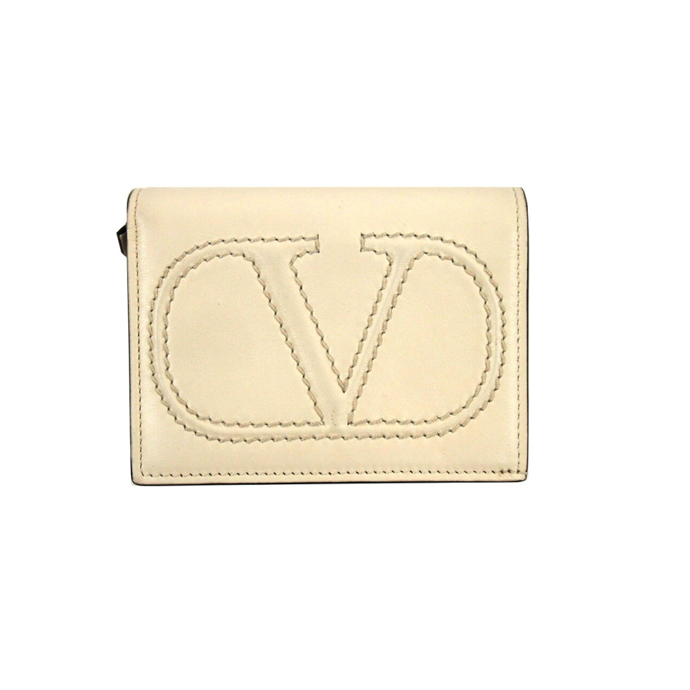 Valentino Portafoglio Vlogo Piccolo Pelle Bianca