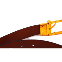 Burberry Cintura Check Reversibile Pelle Beige e Marrone