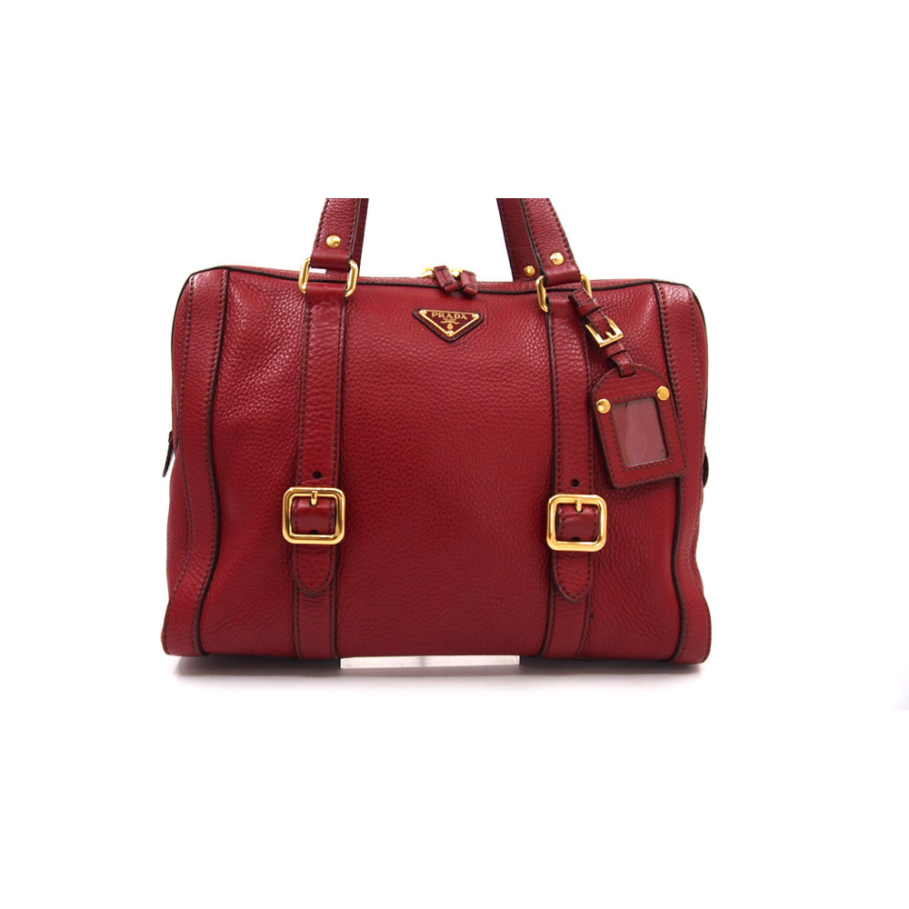 Prada Shopping Pelle Martellata Rossa