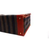 Fendi Valigia Tela Pequin Marrone e Verde