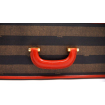 Fendi Valigia Tela Pequin Marrone e Verde